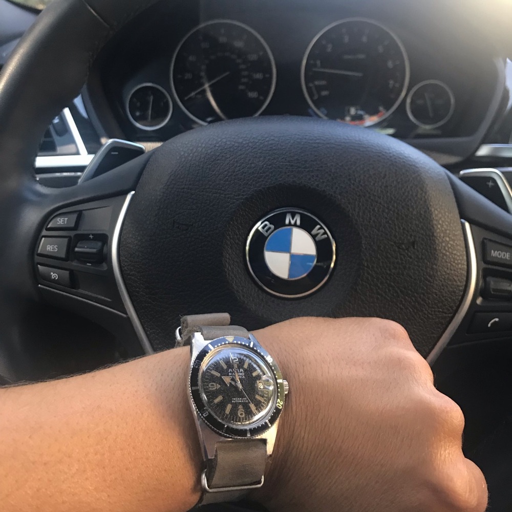 vintage Swiss made 1968 Avia Marino diver watch